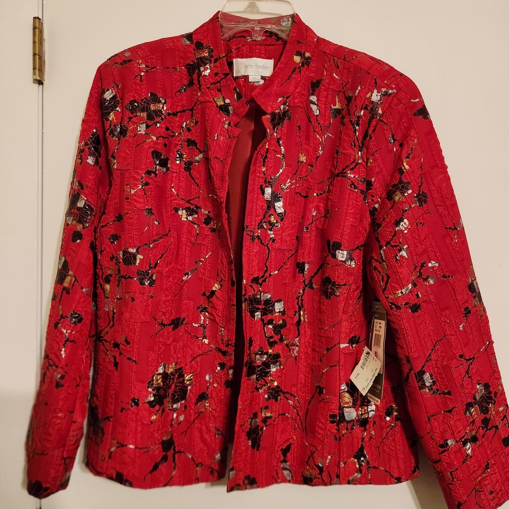 Elegant Red Floral Women's Jacket